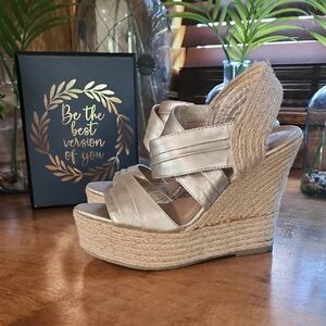 Mix No. 6 Metallic Gold Espadrille Wedge Sandals